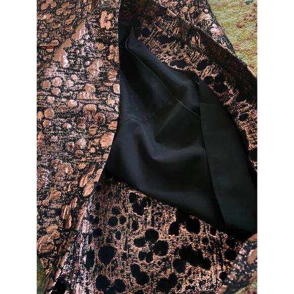 Alice + Olivia Bateau Metallic Bronze/Rose Gold Lamé Jacquard A-Line Mini Dress - Picture 10 of 14